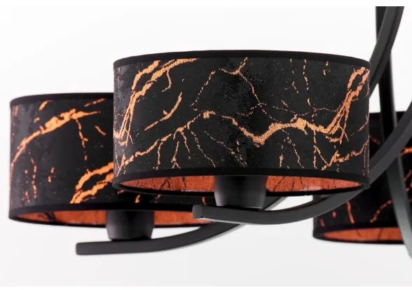 Jupiter 2107- ARTHUR láncos csillár 5xE27/15W/230V fekete/narancssárga/márvány dekor