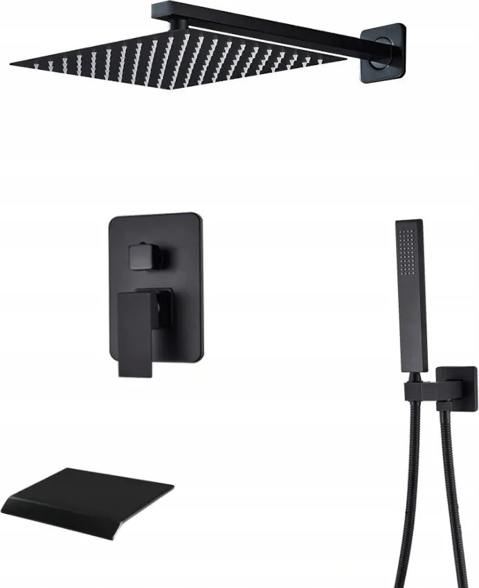 Falsík Alatti Szett Fekete Matt Kifolyócső Vízesés Box 30CM