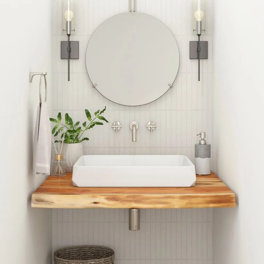 tömör akácfa téglalap alakú fürdőszobai pult 70 x 60 x 2,5 cm