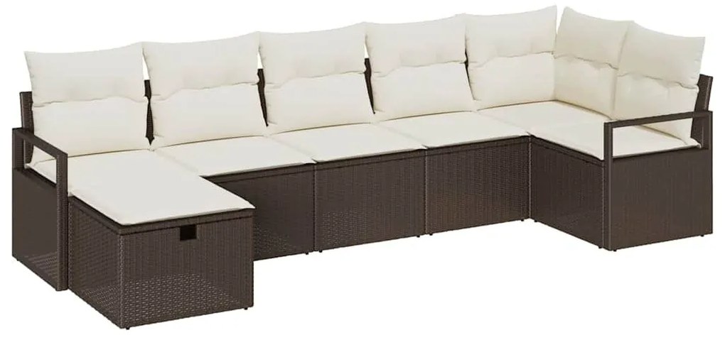 Kerti Kanapé Szett 7 pcs Barna és krémszínű 287 x 122 x 85 cm