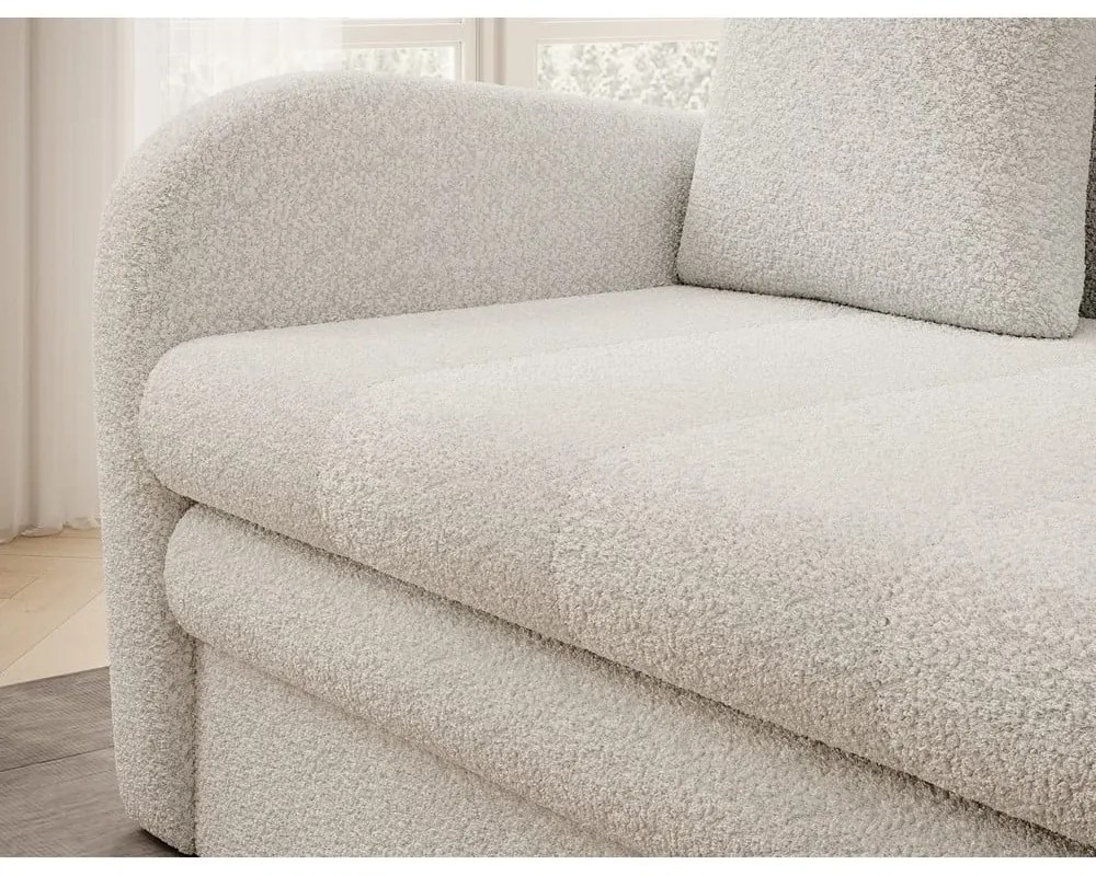 Fehér buklé kinyitható-tárolóhelyes kanapé 130 cm Ario – ELTAP