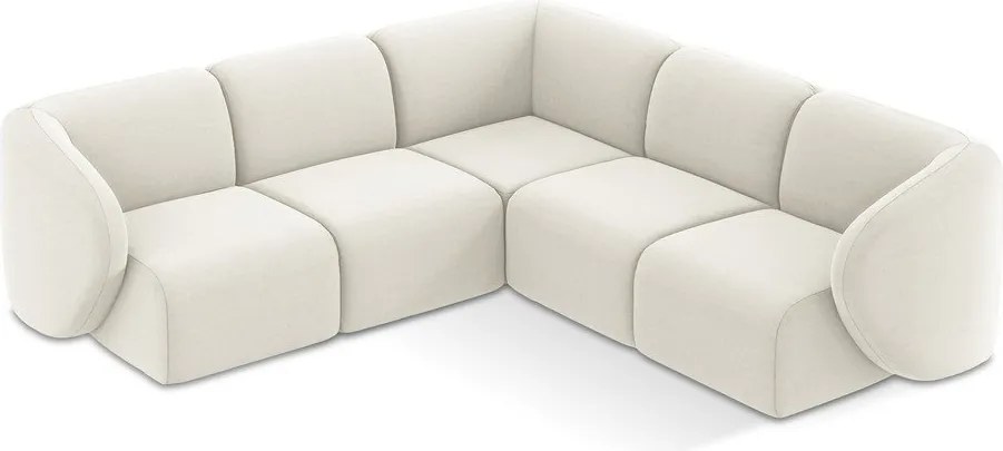 Bézs bársony sarokkanapé Lani – Makamii