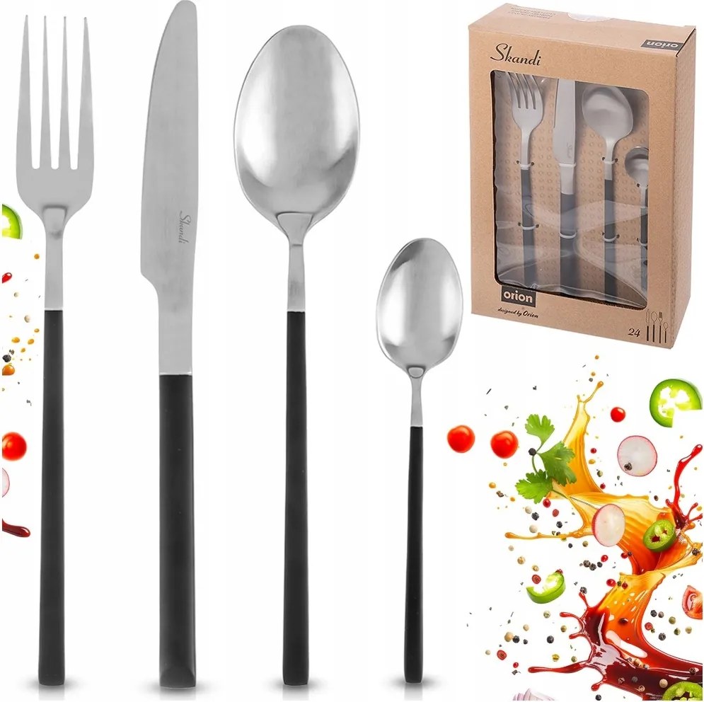 Evőeszköz Szett acél evőeszköz 6 személyes 24 db-os villa kanál kés kanál