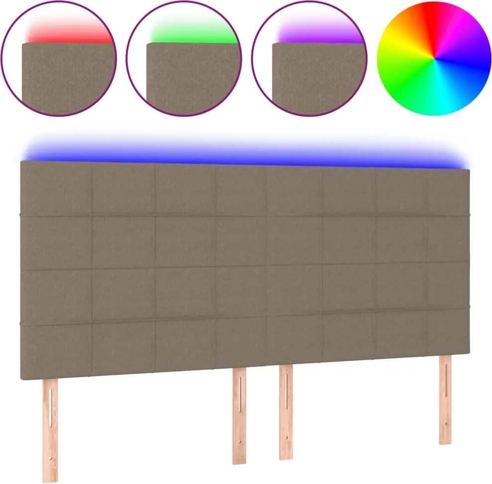 vidaXL tópszínű szövet LED-es fejtámla 180x5x118/128 cm