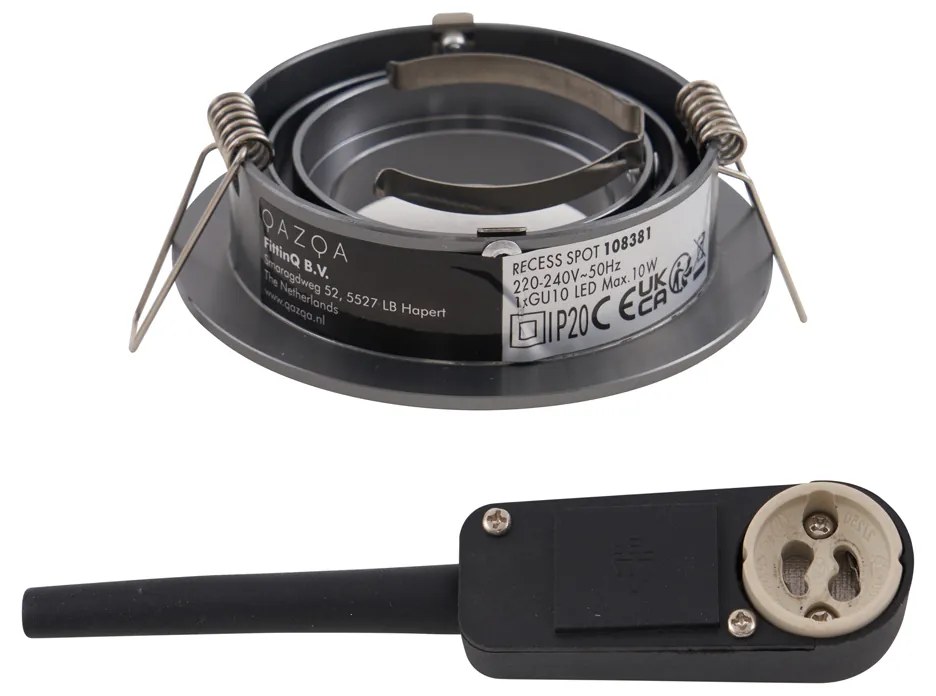 Modern beépíthető spotlámpa, antracit GU10, 50 mm-es kerek, dönthető - Rondoo