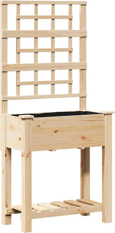vidaXL Kerti cserép polcokkal Bézs 71 x 38 x 152 cm Szilárd fenyőfa