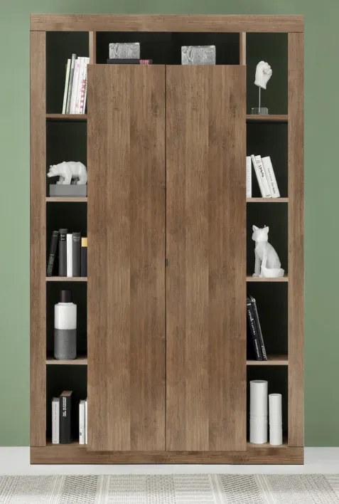 RIMINI könyves- és tárolószekrény, kétajtós – Mercure tölgy