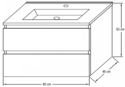 Porto 80 alsó fürdőszoba bútor mosdóval fehér színben