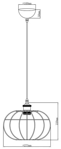 Lámpa Mennyezeti lámpatest VIELA 4,7047,AC220-240V,50/60Hz,1*E27,IP20,átmérő 27,5CM,egyes,réz