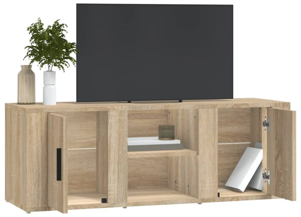 sonoma tölgyszínű szerelt fa TV-szekrény 100x31,5x35 cm