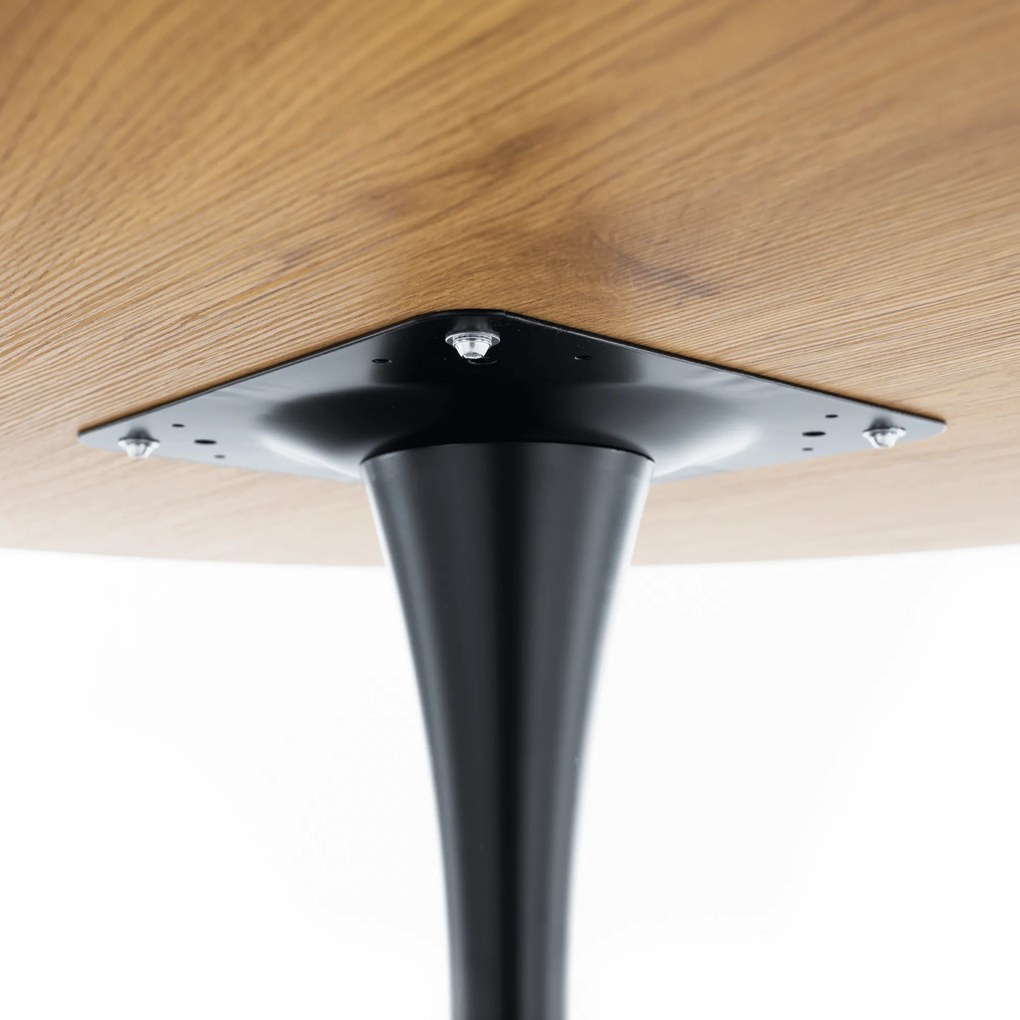 Étkezőasztal, tölgy/fekete, átmérő 80 cm, REVENTON NEW