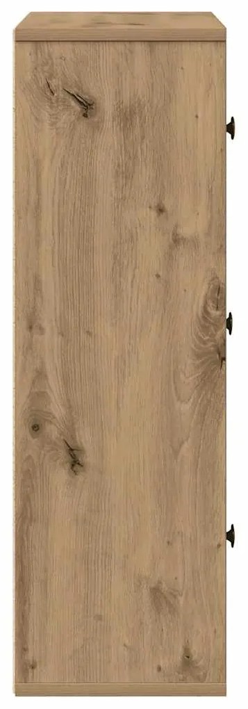 kézműves tölgy színű szerelt fa könyvespolc 60x24x76,5 cm