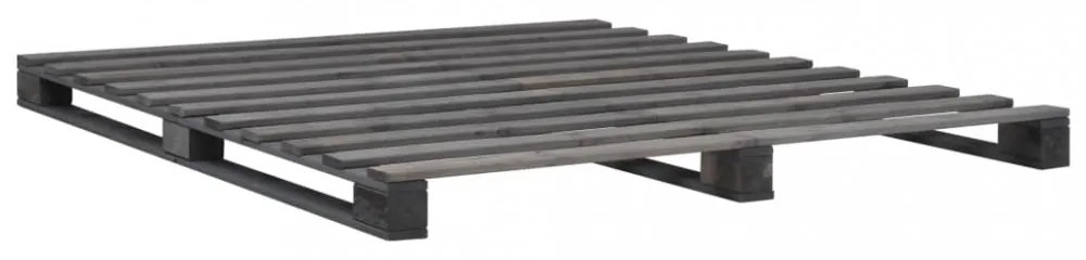 szürke tömör fenyőfa raklap ágykeret 200 x 200 cm