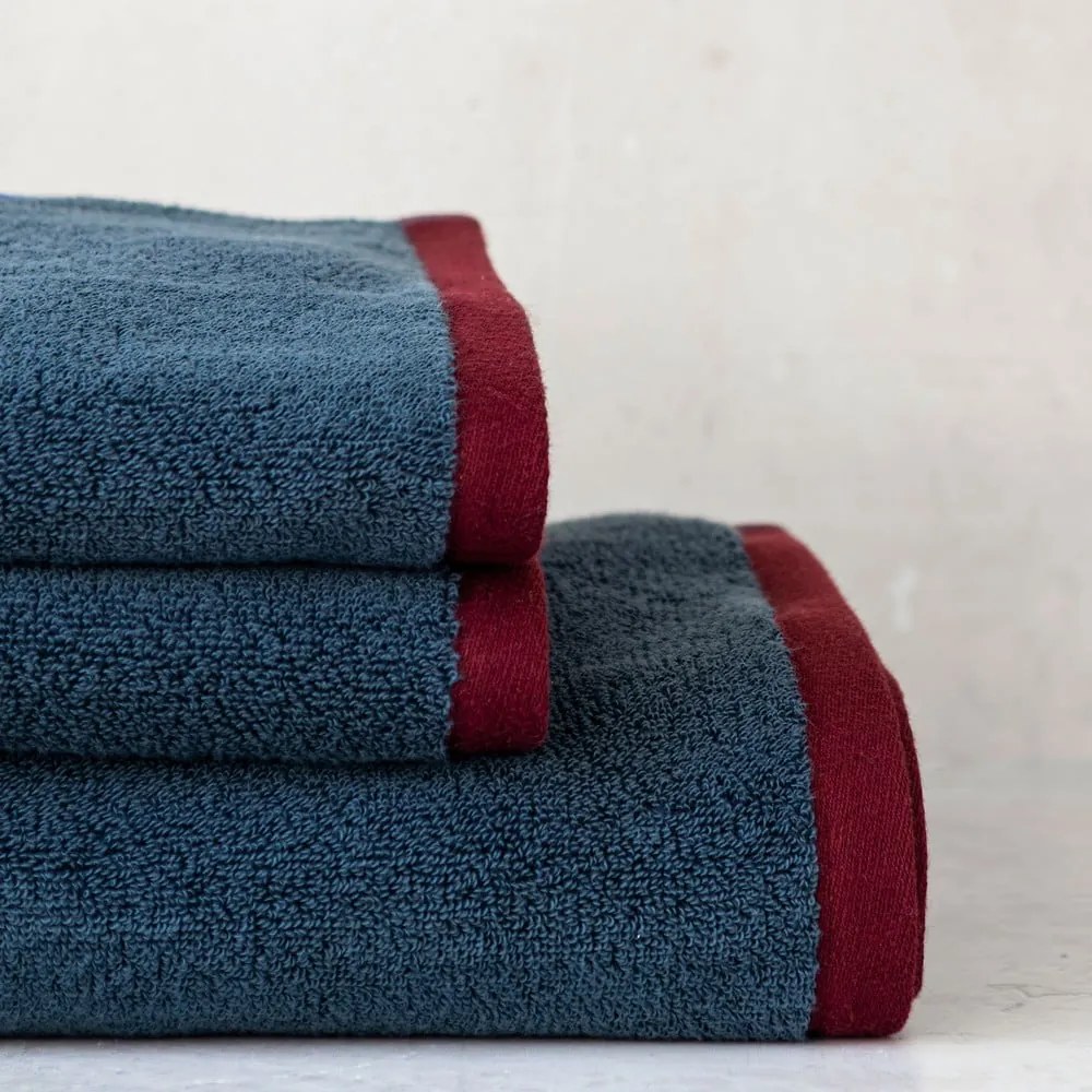 Sötétkék-szürke frottír bio pamut törölköző szett 2 db-os 40x55 cm Soft – Mette Ditmer Denmark