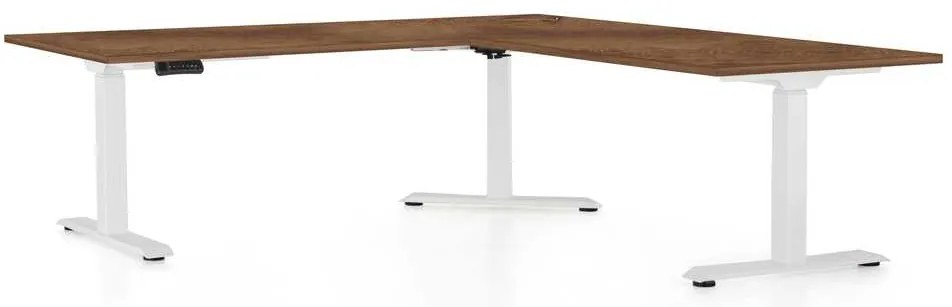 OfficeTech Angle állítható magasságú asztal, 180 x 200 cm, fehér alap, silverjack tölgy