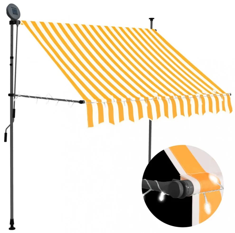 fehér-narancssárga manuális LED-es napellenző 150 cm