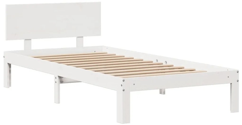 fehér tömör fenyőfa könyvespolcos ágy matrac nélkül 100x200 cm