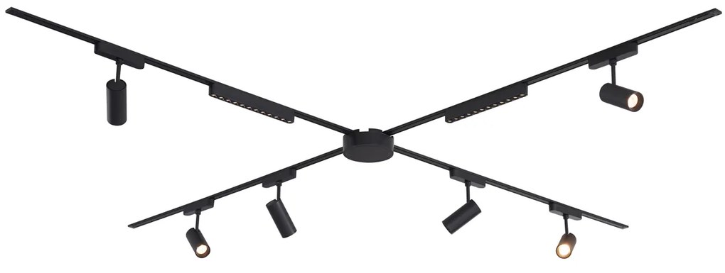 Sínrendszer 6 spotlámpával és 2 mennyezeti lámpával, fekete, 1 fázisú - Magnetic Gert Puntua