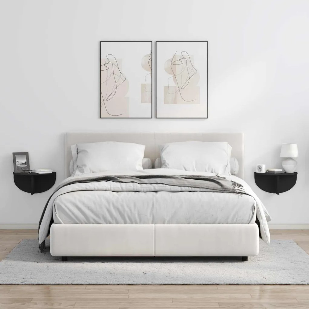 Falpolc Falra szerelhető 2 pcs Fekete 38 x 19 x 19 cm Faanyag