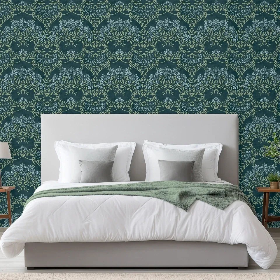 Arthouse Signature 2 Floral Trail kék-zöld leveles vlies tapéta – 259408