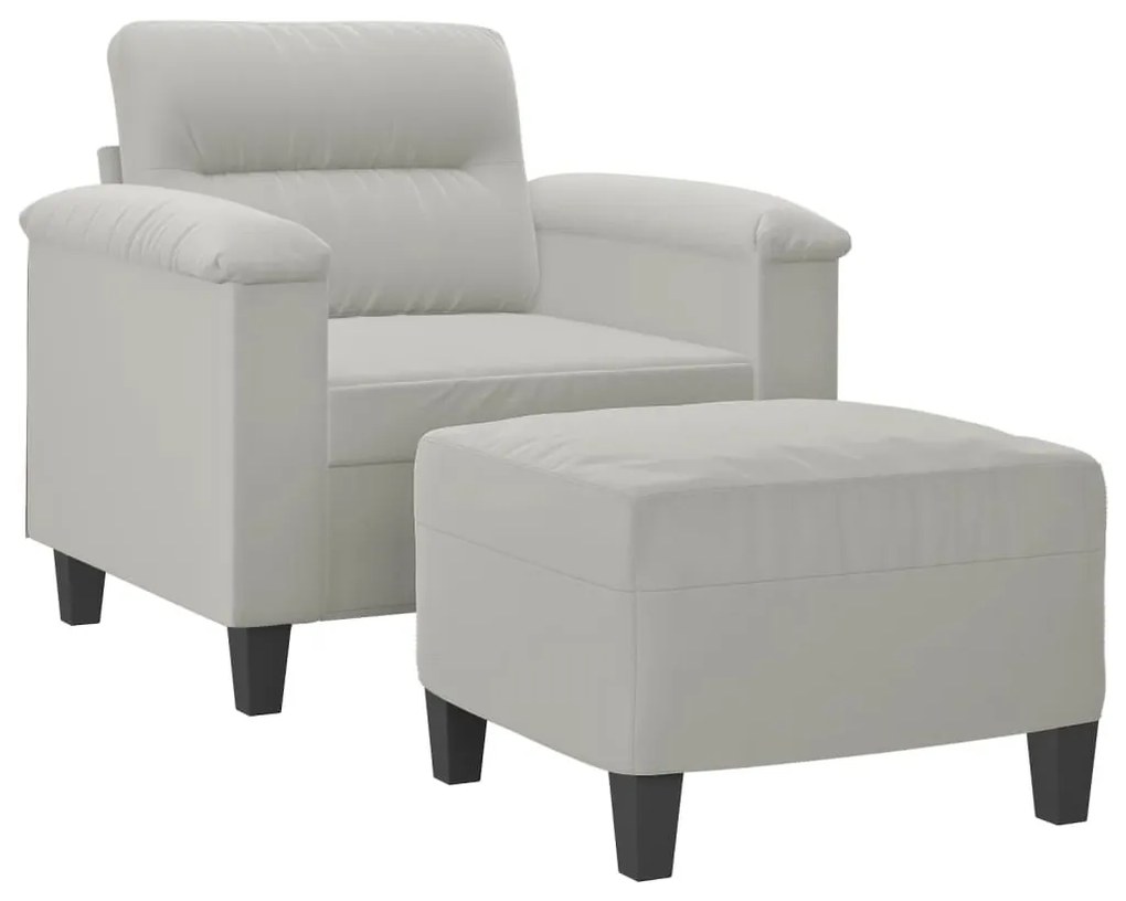 világosszürke mikroszálas szövet kanapéfotel lábtartóval 60 cm