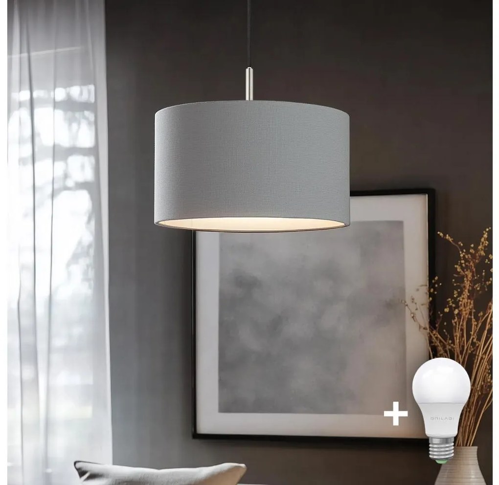 Eglo Eglo - LED Csillár zsinóron TUNJA 1xE27/60W/230V szürke EG32517M
