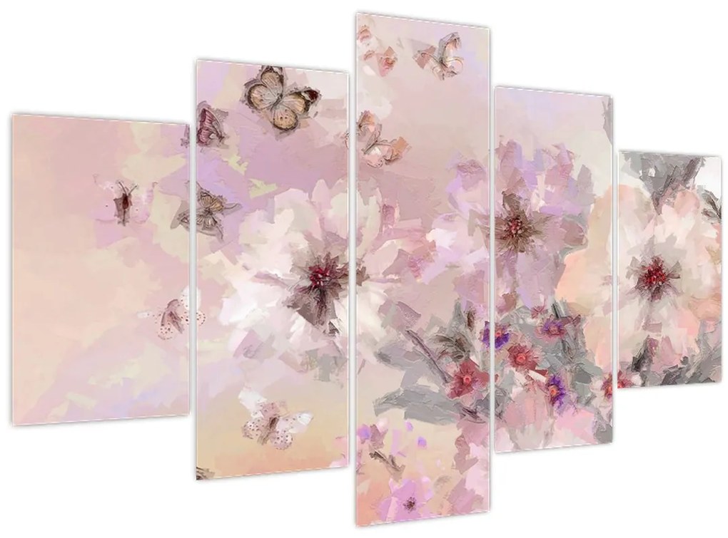 Kép - Művészeti kollázs pillangókkal (150x105 cm)
