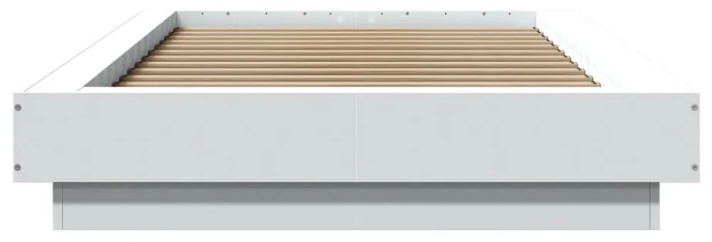 fehér szerelt fa ágykeret LED-világítással 100 x 200 cm