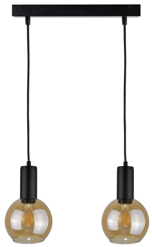 Csillár zsinóron JANTAR BLACK 2xE27/60W/230V