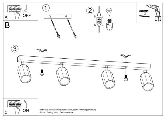 Sollux SL.1031 - Spotlámpa ZEKE 4xGU10/40W/230V tölgy