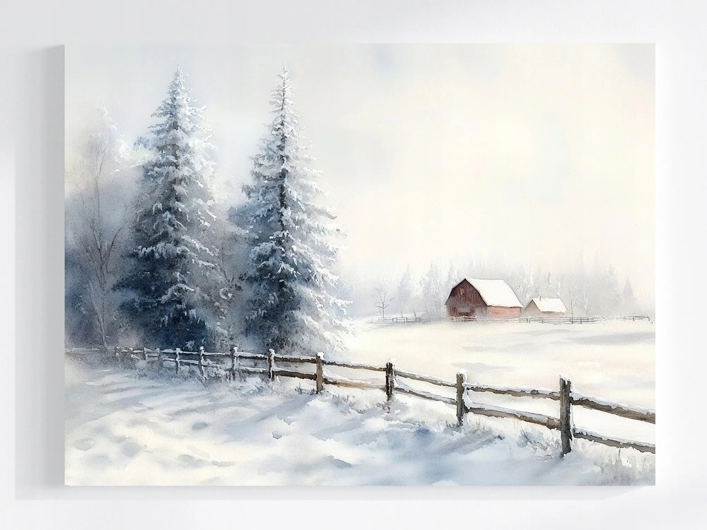 Vászonkép Canvas Tájkép Szabadtér Tél Hó Fa Hófúvás 100x75