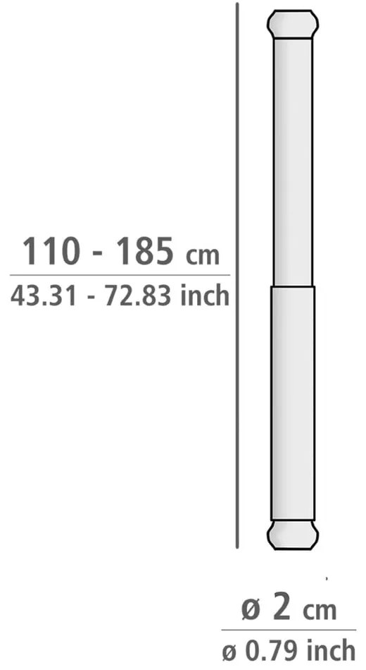 Ezüstszínű zuhanyfüggöny rúd 110 - 185 cm – Wenko