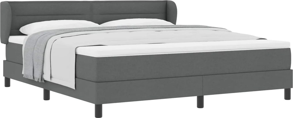 vidaXL Boxrugós ágy matracmal Sötétszürke 180 x 200 cm szövet