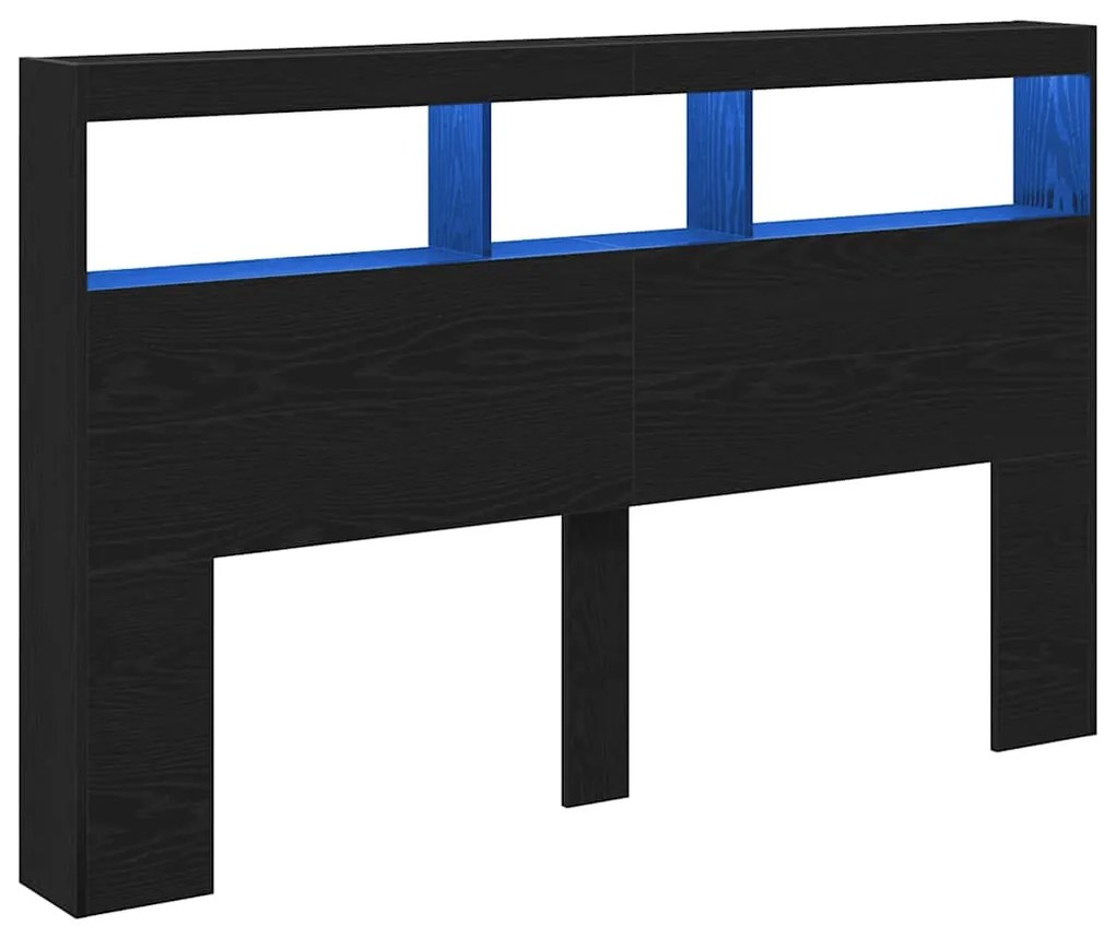 fekete tölgy színű áthidalószekrény LED-ekkel 160 x 17 x 102 cm