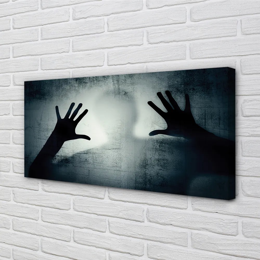 Canvas képek Árnyék kezek és a fej formáját 125x50 cm