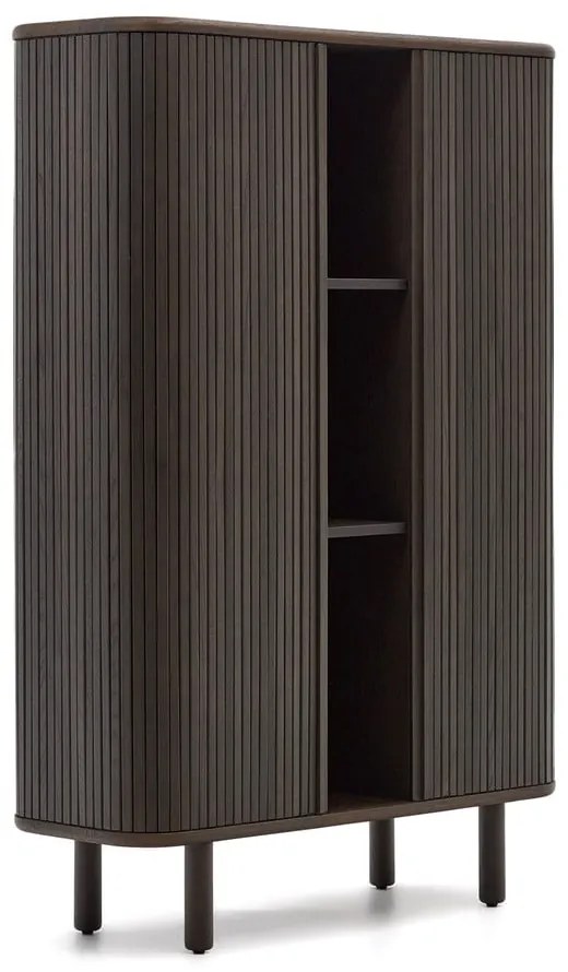 Sötétbarna szekrény tolóajtóval kőrisfa dekorral 110x140 cm Mailen – Kave Home