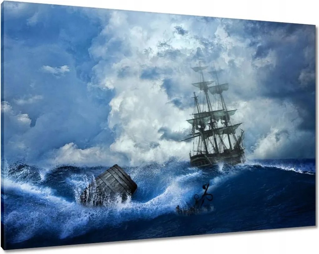 Vászonkép 100x70 Vihar Tenger Hajó Tájkép