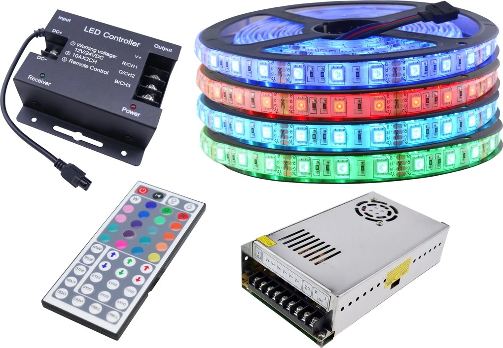 Led szalag szett 300 Rgb 5050 IP65 vezérlő 20m