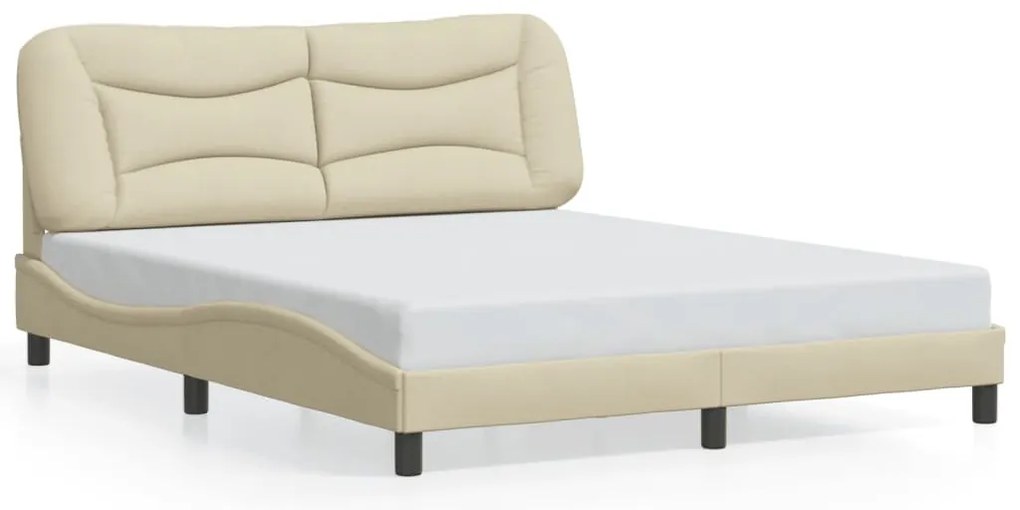 krémszínű szövet ágykeret matrac nélkül Hvar 160 x 200 cm