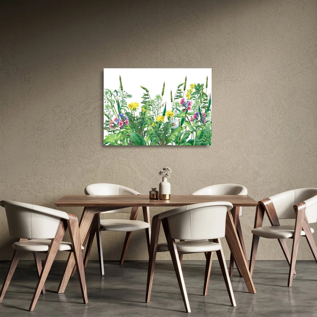 Üveg kép - Festett réti virágok (70x50 cm)