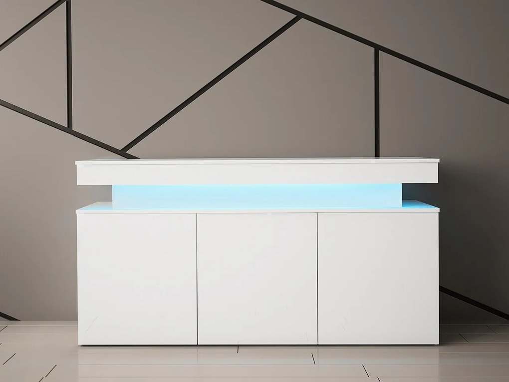 Szekrény Lesteralo 3D 160 (fehér + fényes fehér) (LED világítással). 1105936