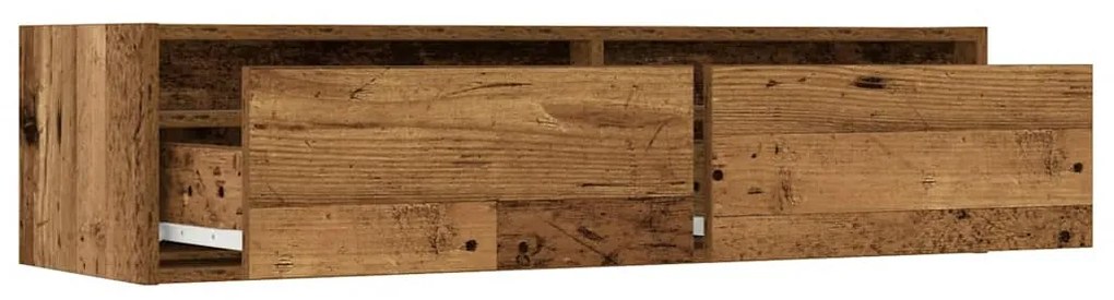 TV szekrény LED világítással régi fa 100X35,5x25 cm