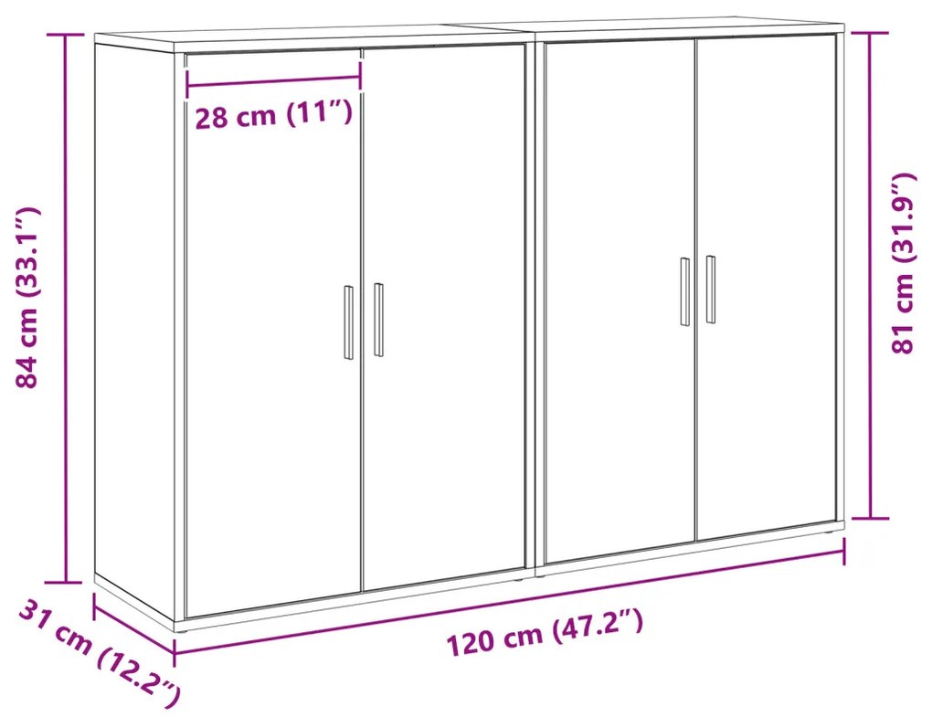 Szekrények 2 db Kézműves tölgy 60x31x84 cm Szerelt fa