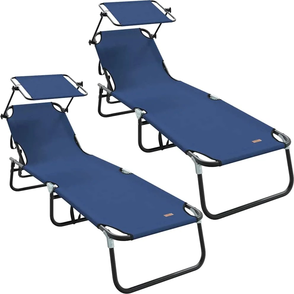 vidaXL Összecsukható nyugágy 2 pcs Kék 190 x 57 x 81 cm oxford