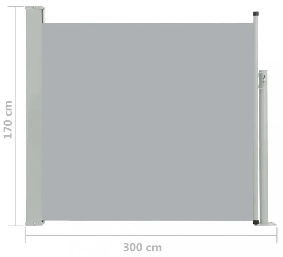 szürke kihúzható oldalsó teraszi napellenző 170 x 300 cm