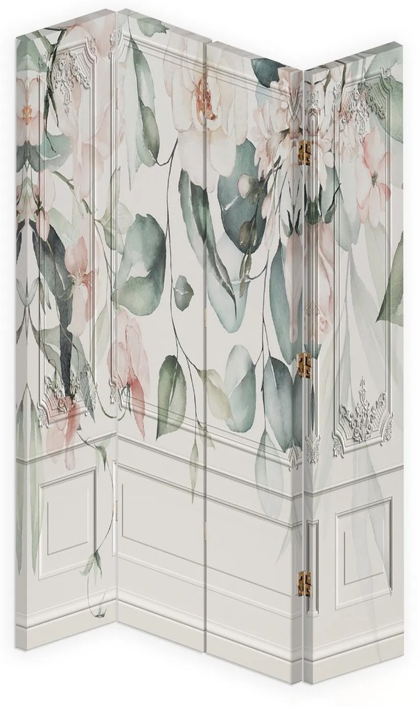 Gario Paraván Pasztell virágok Méret: 145 x 170 cm, Kivitelezés: Forgó paraván 360°