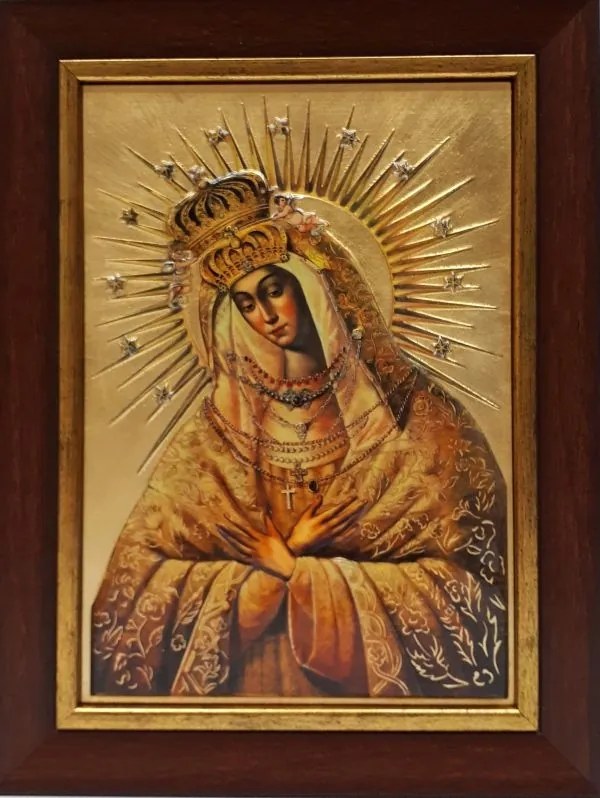 Ostrobrami Szűzanya ikon Gyanta Kerámia 21x28cm