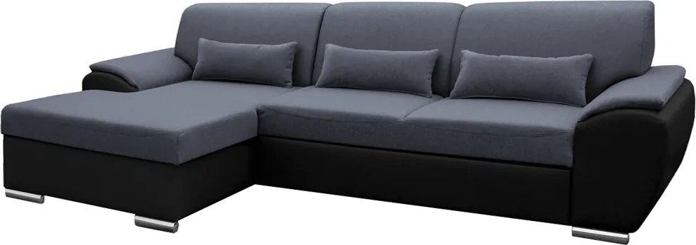 Ülőgarnitúra, fekete/sötét szürke, balos, EMILY