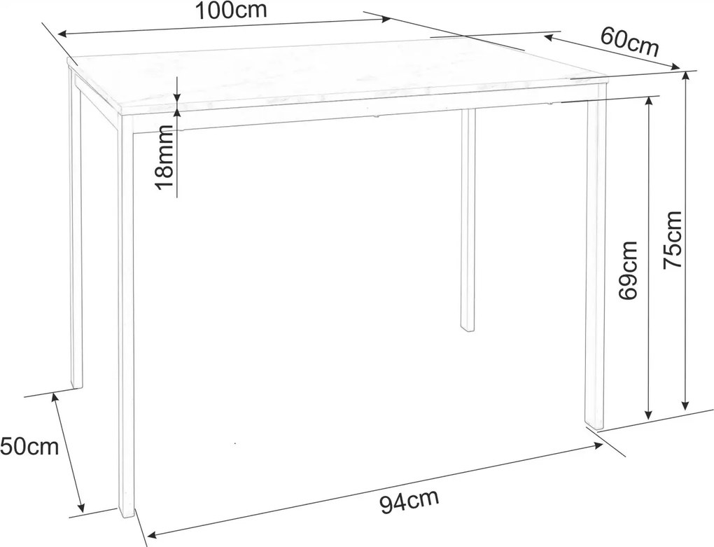 AKCIÓ Fehér étkezőasztal RAMOD 100x60 cm, tölgy dekor, II. osztály