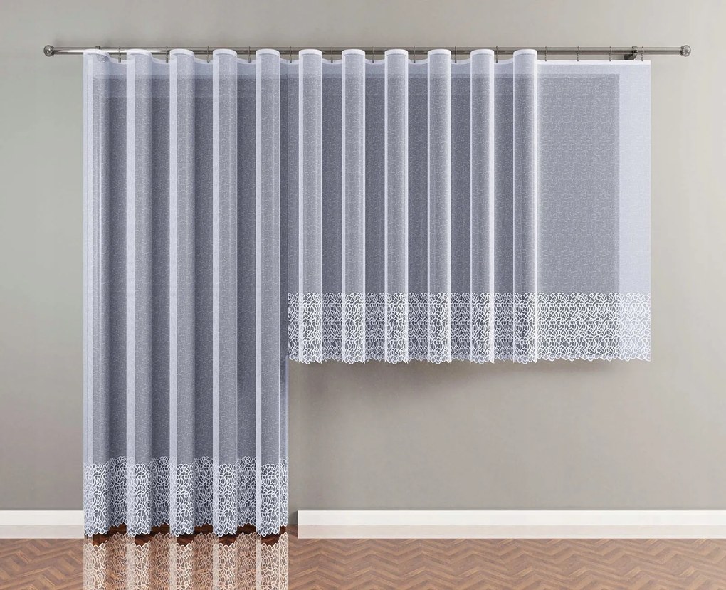 Mg Függöny jacquard mintás alsó 629/50 Fehér 400x250cm Kész Szalaggal M